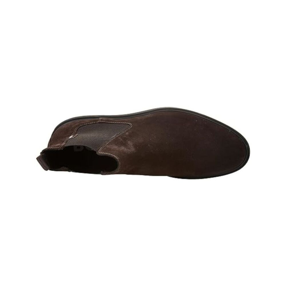 BOSS Mens Brown Heel Pull-Tab Calev Round Toe Block Heel Leather Chelsea 10 - Picture 3 of 4